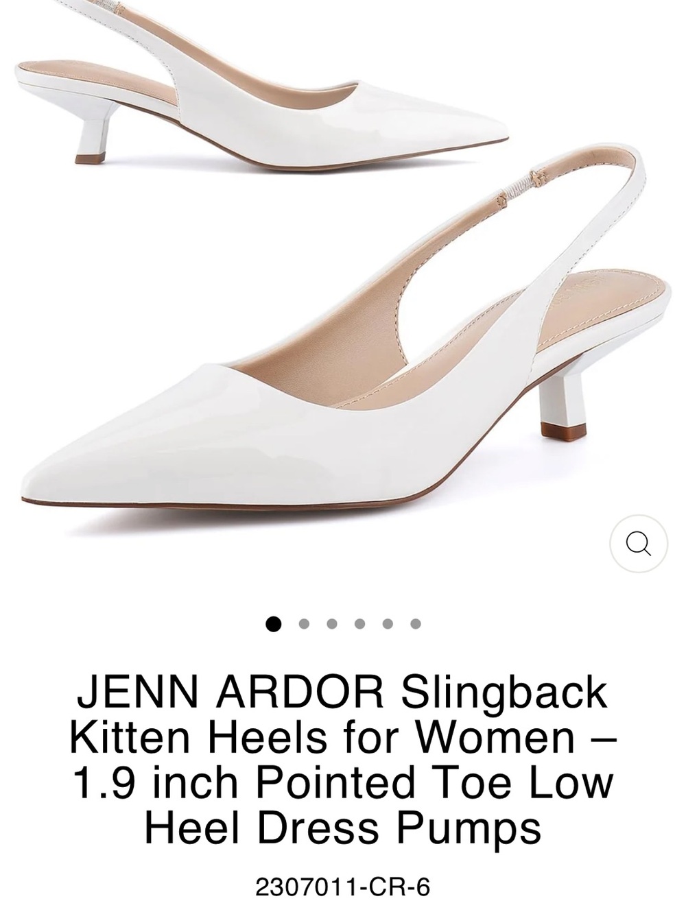 Jenn Ardor White Patent Slingback Kitten Heels
